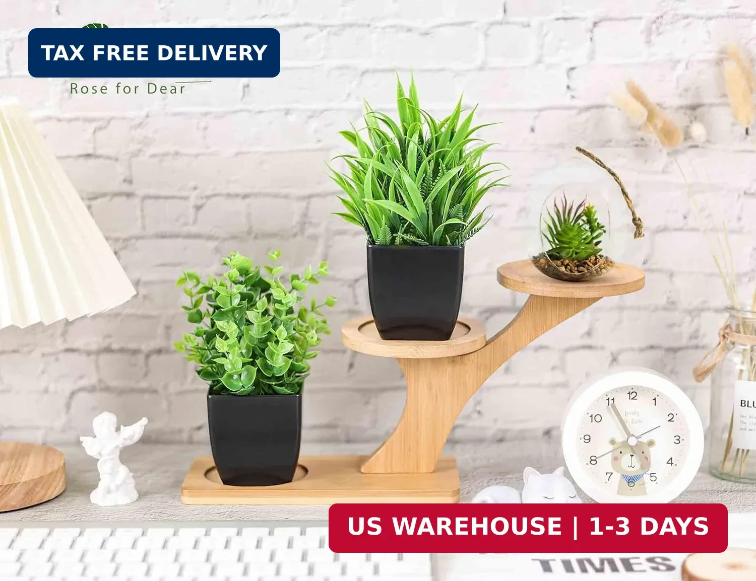 Der Rose 2 Pack Fake Plants Small Artificial Potted Plants Faux Plants Black Bat