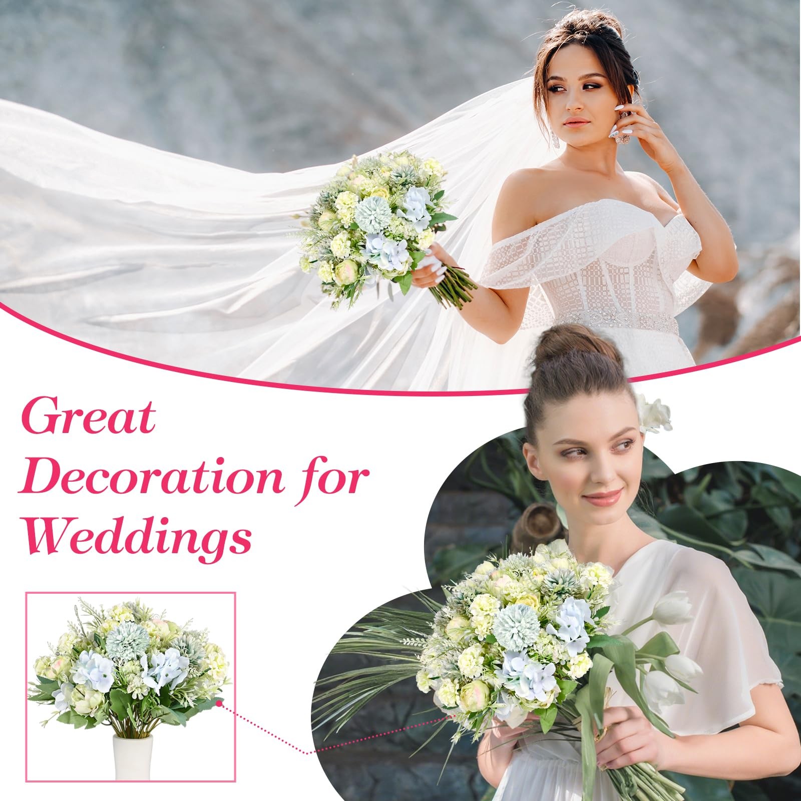 12 Bundles Peonies Artificial Flowers Silk Flowers Fake Peony Bouquet Faux Pe…