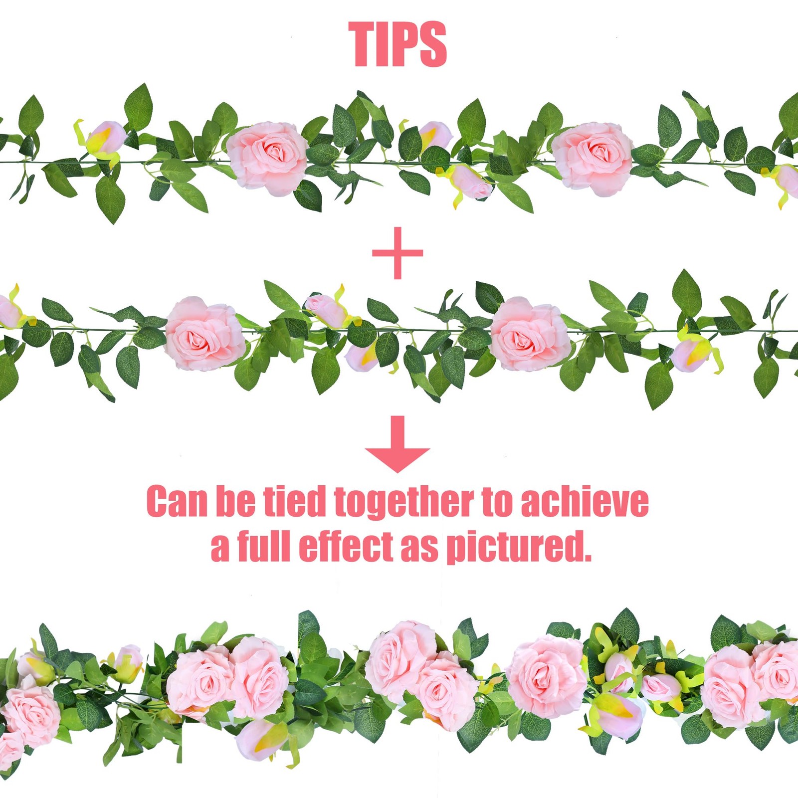 Sggvecsy 6Pcs 46.5Ft Artificial Rose Vine Fake Flower Garland Floral Garland …