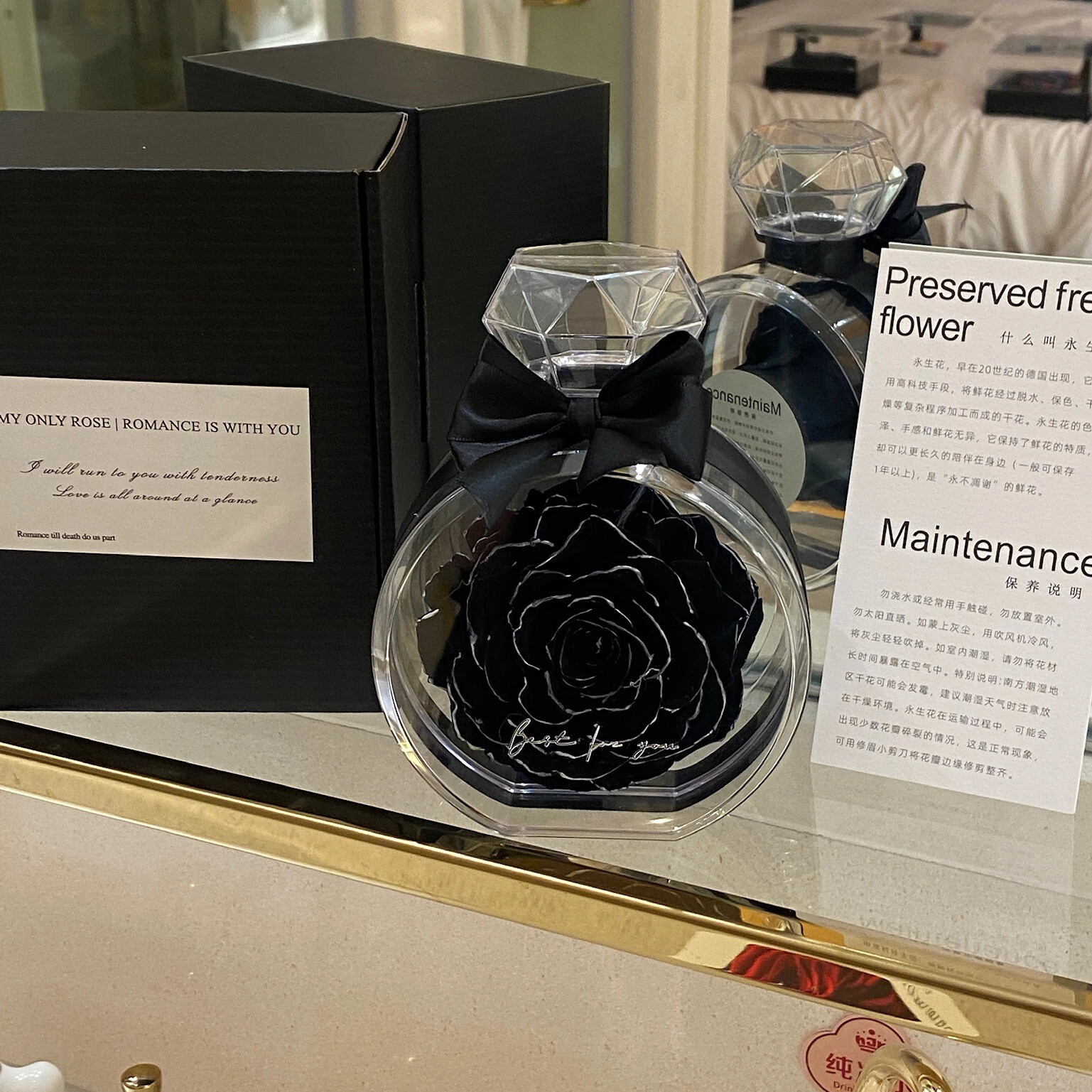 Uniquely Designed Preserved Scent-Infused Eternal Rosas in a Clear Box