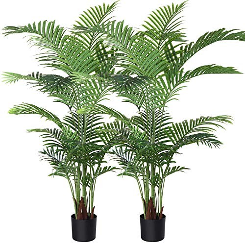 Fopamtri Artificial Areca Palm Plant 5 Feet Fake Palm Tree with 17 Trunks 2 Pack