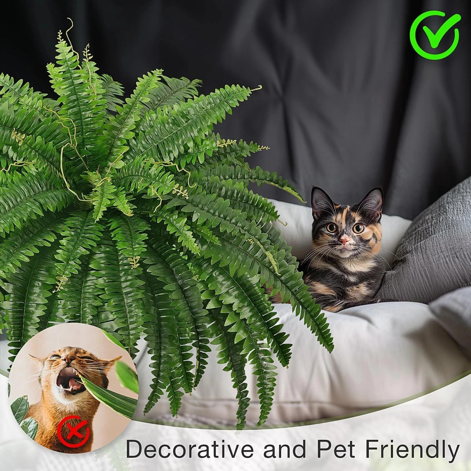 45″ Fake Ferns Realistic Large Artificial Bush Plants 2 Artific…