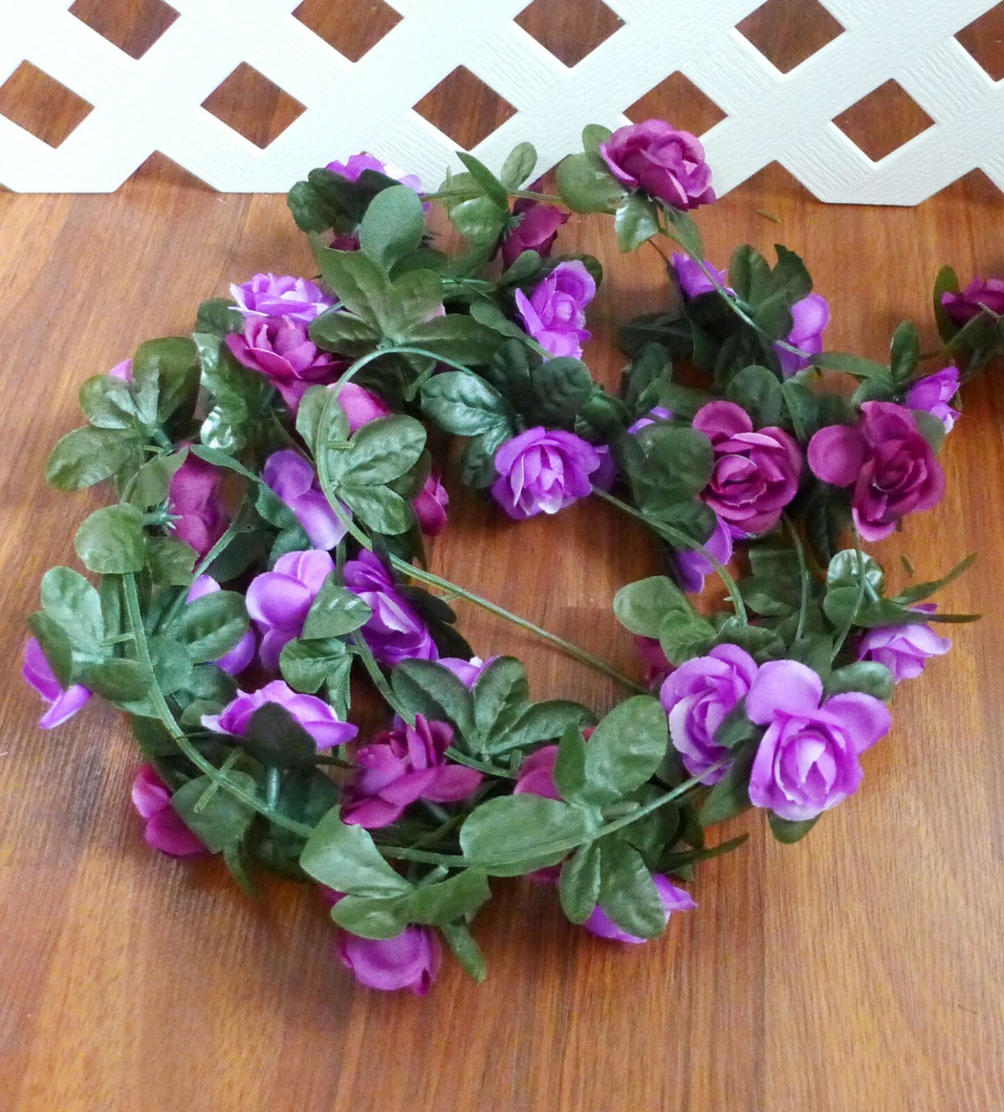 2 Pcs Artificial Hangings Small Flowers Vine Garland Plants (90″ Each) Purple