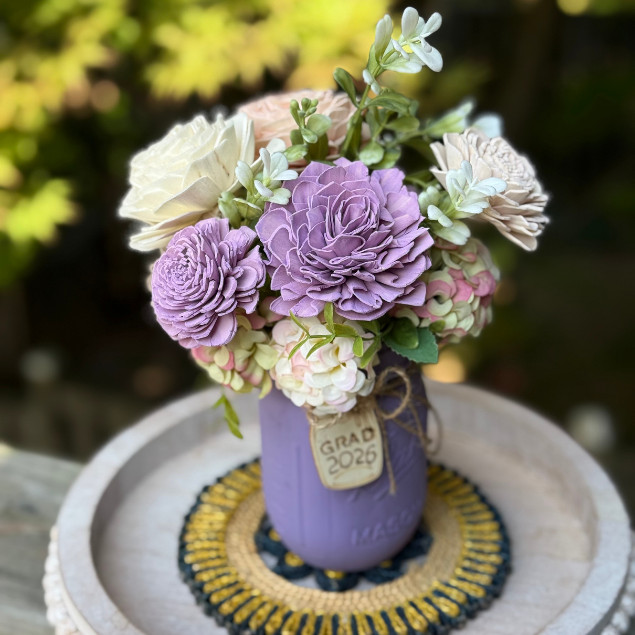 Sola Wood Floral Arrangement 16oz Mason Jar Personalised Custom Home Decor Gift