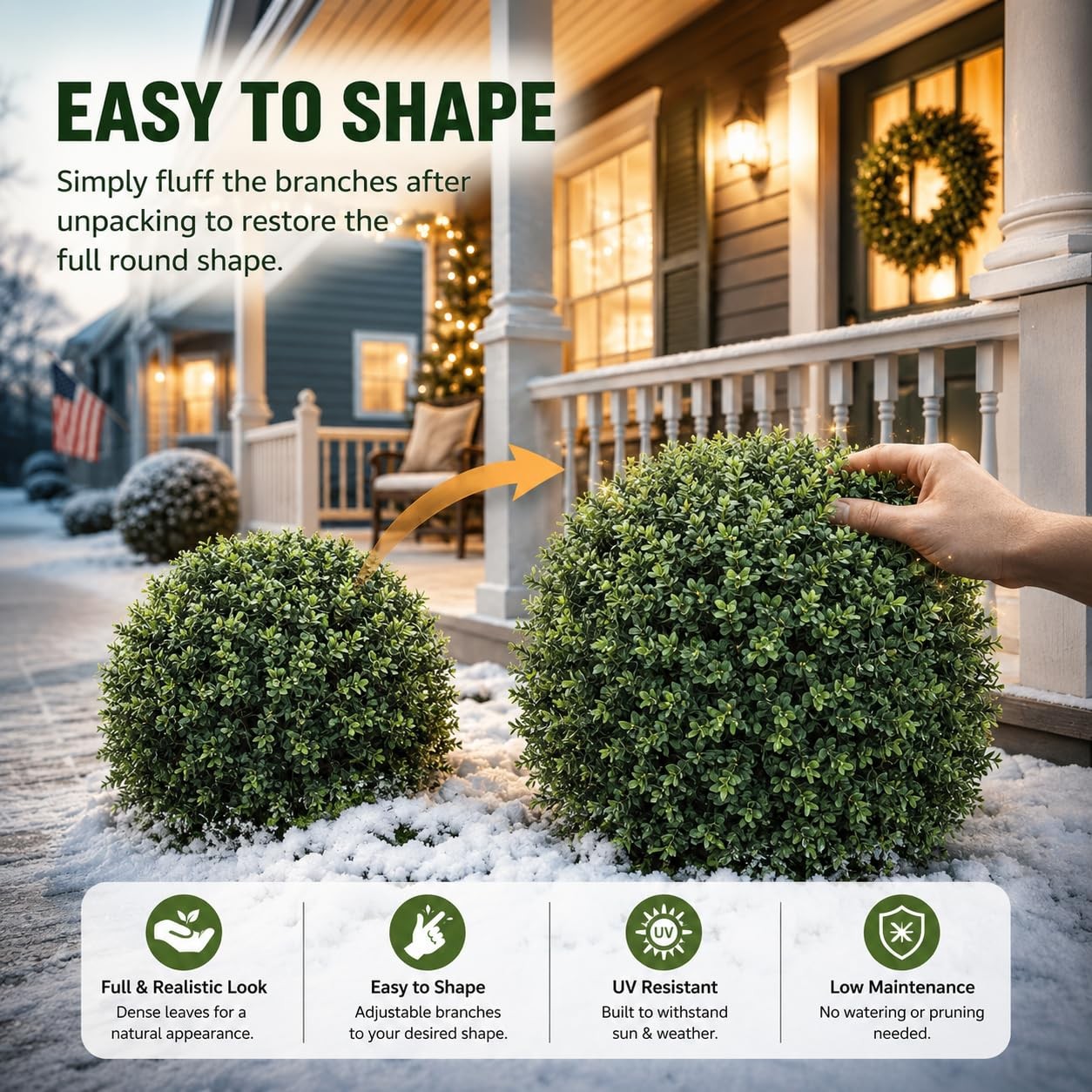 Real Touch Leaves Artificial Topiary Trees, 24″ T with 17″ W Faux Boxwood, Se…