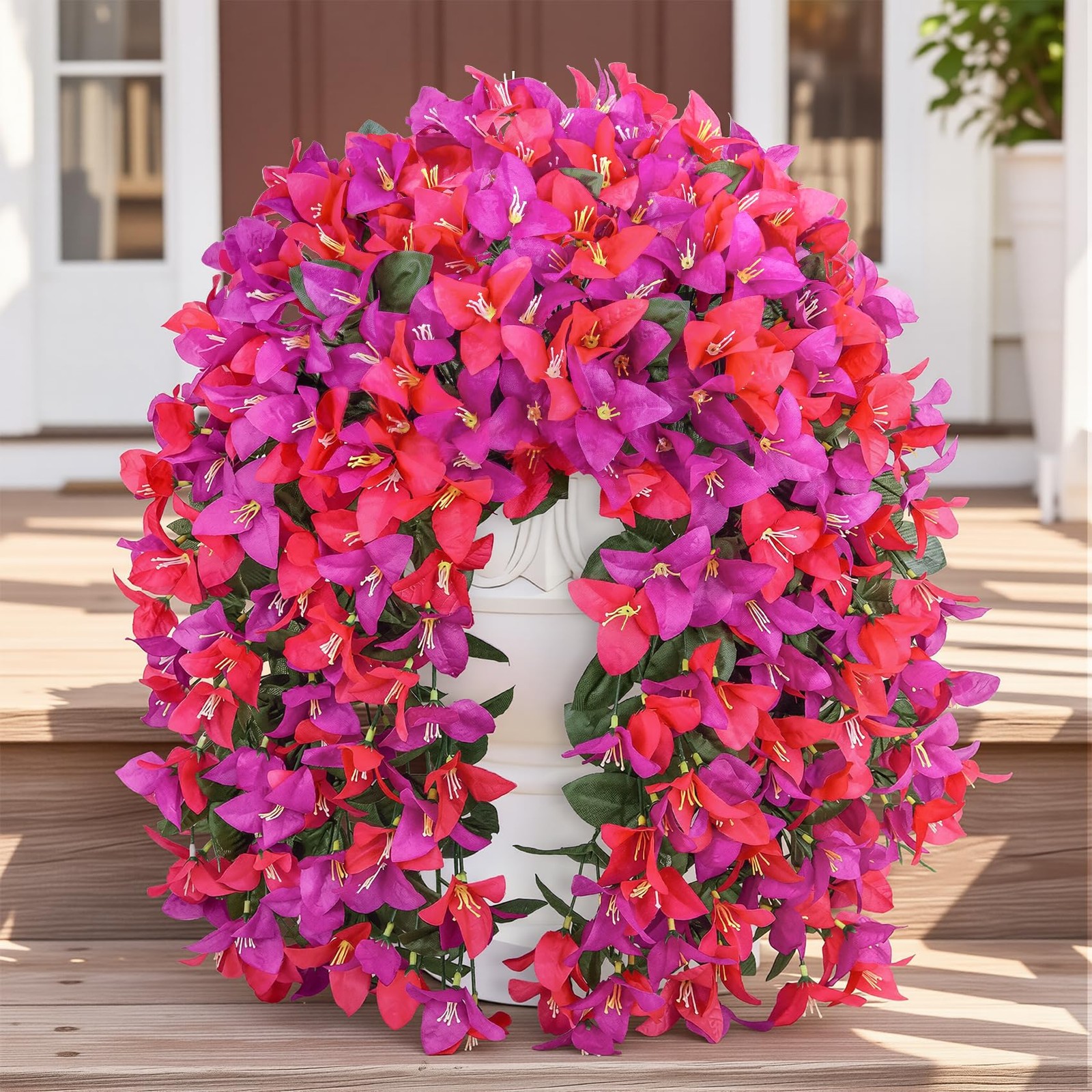 Artificial Hanging Bougainvillea Flowers for Outdoors, 2 PCS Realistic UV Res…