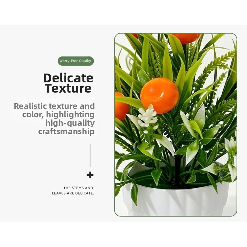 Plastic Artificial Fruit Tree 20cm Height for Home Office Tabletop Decoration