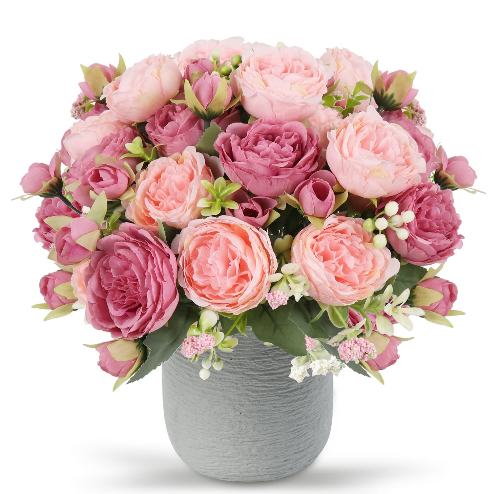 Artificial Peonies 2 Bunches Silk Flowers Mix Pink Faux Floral Arrangement Table