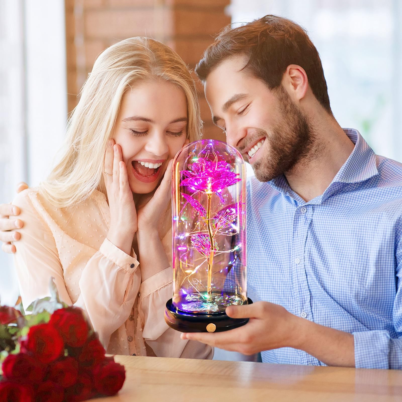 Mothers Day Flowers Gifts for Mom Women Birthday Gift, Rechargeable Galaxy Gl…