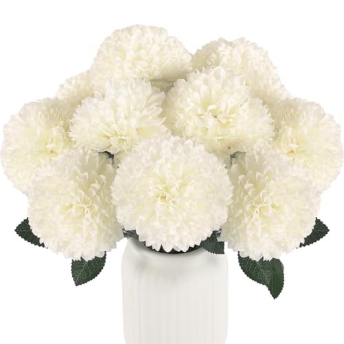 12 PCS White Artificial Chrysanthemum Flowers