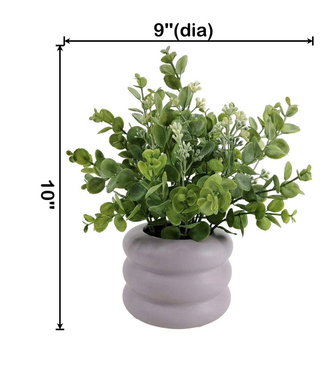 Eucalyptus Artificial Plant Arrangement & Centerpiece, Gray Pot 10in H x 9in