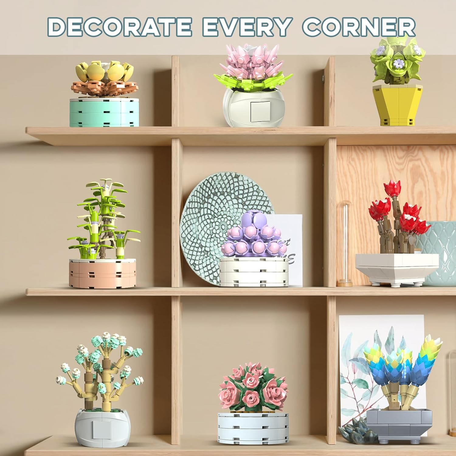 Jmbricklayer Flowers Succulents Botanical Valentines Building Sets, Plants Offic