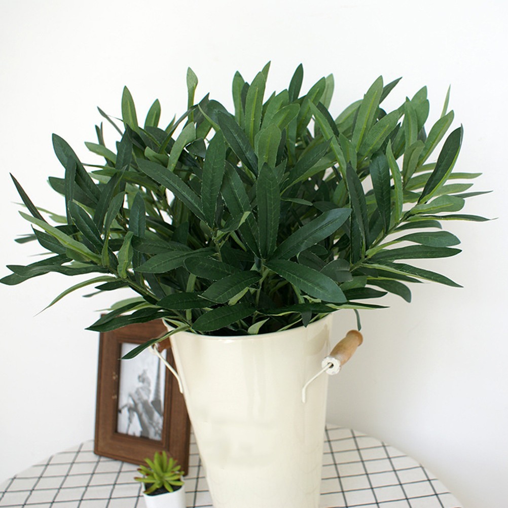 3Pcs Plastic Artificial Plants Green Fake Leaves for Office Home Table Display