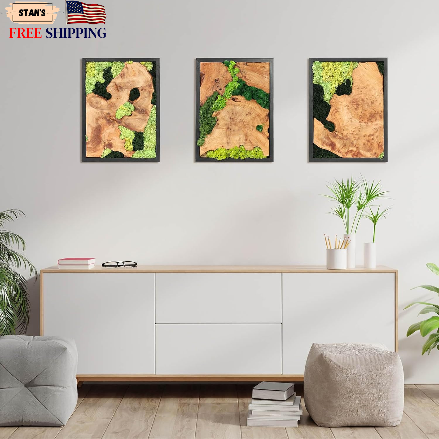 Rustic Natural Moss Wall Art Handcrafted Decor for Any Room No Maintenance NEW