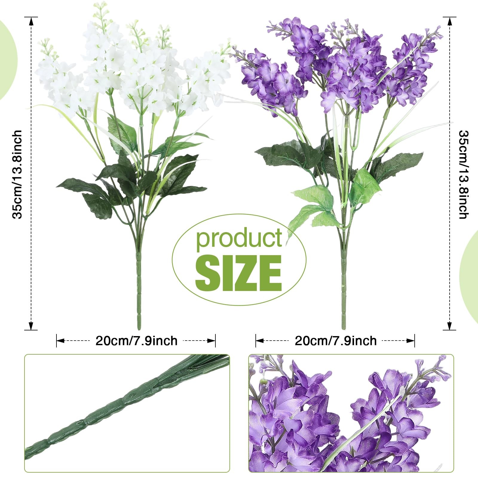 12 Pcs Artificial Flowers Outdoor, 14” Fake Silk Hyacinth Flowers UV Resista…