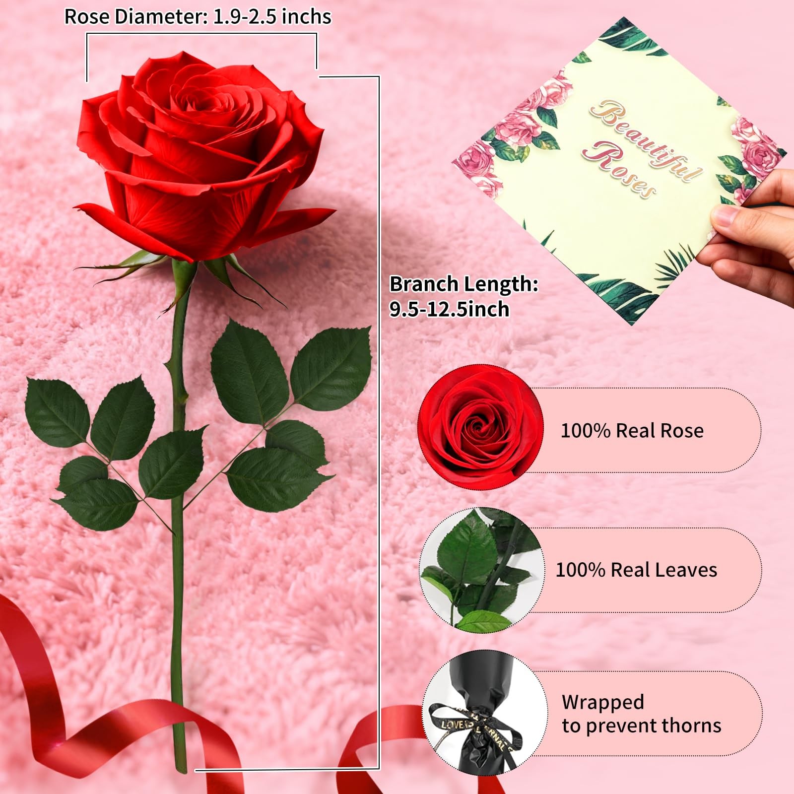 1 PCS Red Single Forever Roses Luxury Gift Flowers Delivery Anniversary