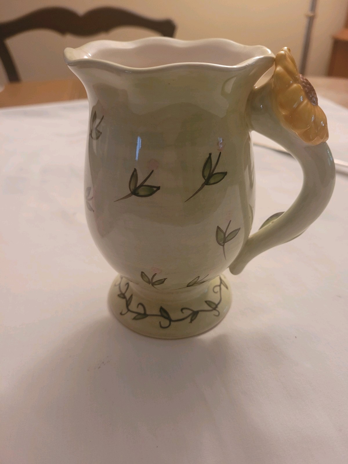 Vintage Hand Painted Sunflower Motif Decorative Ceramic Coffee Mug EXCELLENT