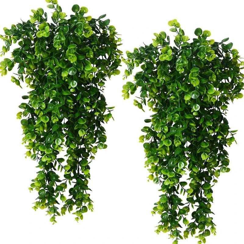 1/2PCS Artificial Hanging Plants Faux Eucalyptus Leaf Greenery Vine Outdoor