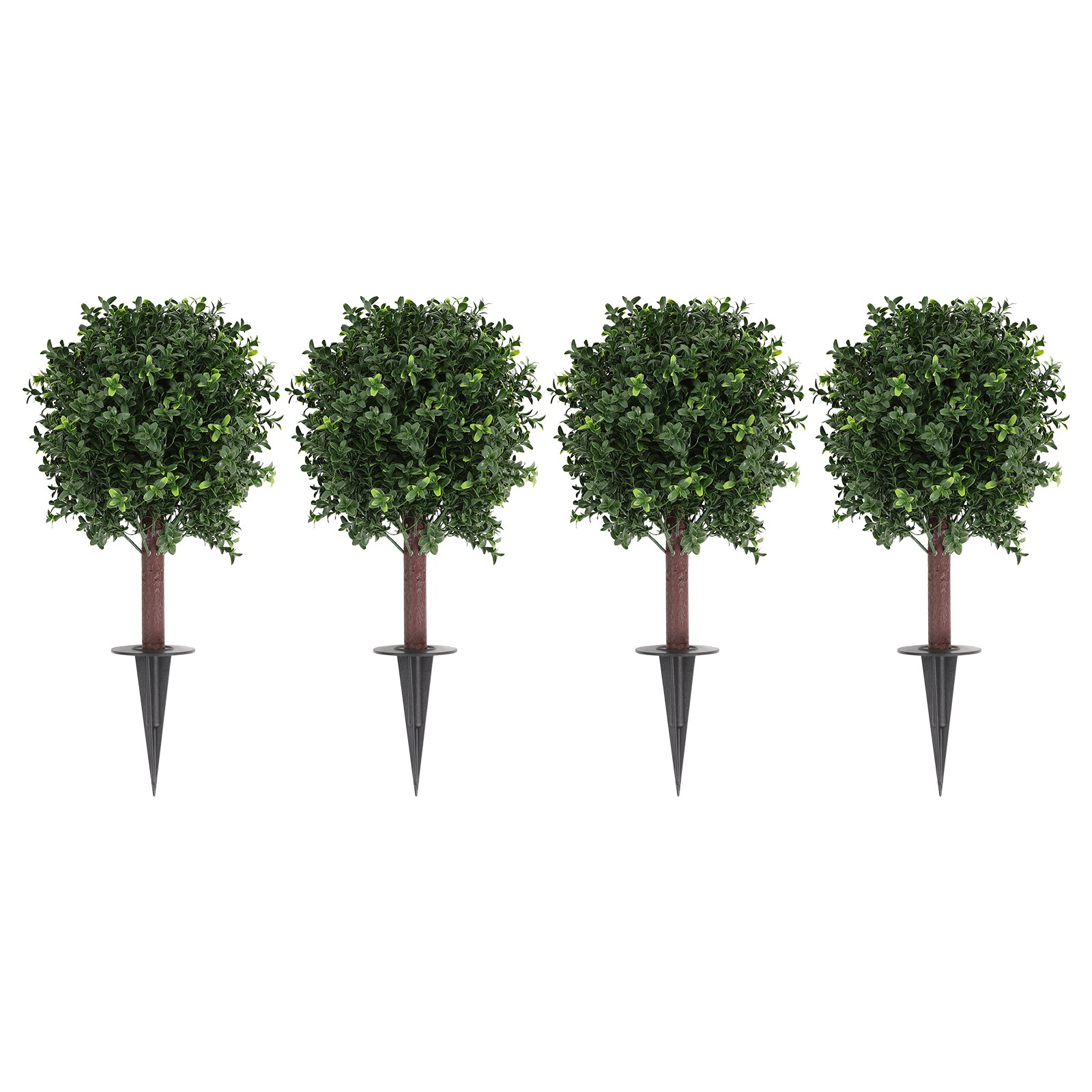4 Pcs 25.6inch Artificial Boxwood Topiary Ball Trees with Ground Spikes