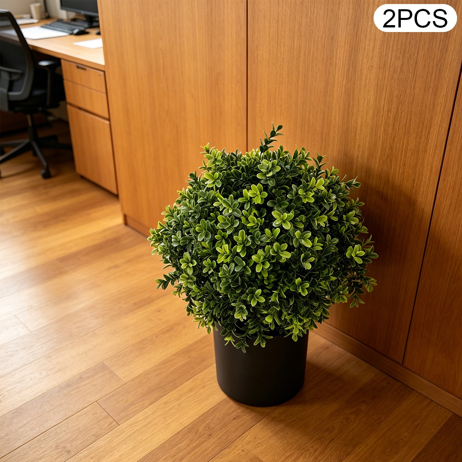 2pcs 22″ Artificial Boxwood Topiary Ball Tree UV-protected leaves Indoor/Outdoor