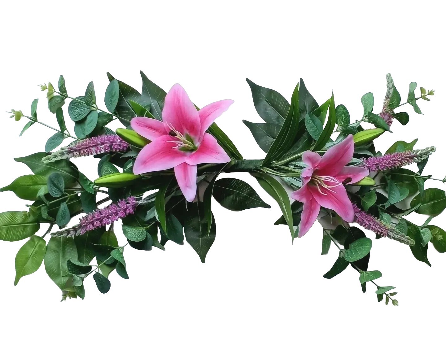 Hot Pink Lily 28″ Swag Silk Flower (Display-Ready) Wall Window Door Decor BP2228