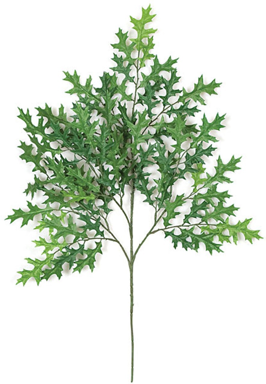 Artificial 27″ Inch Pin Oak Branch Green Silk Faux Fabric Leaves SINGLE OR BULK
