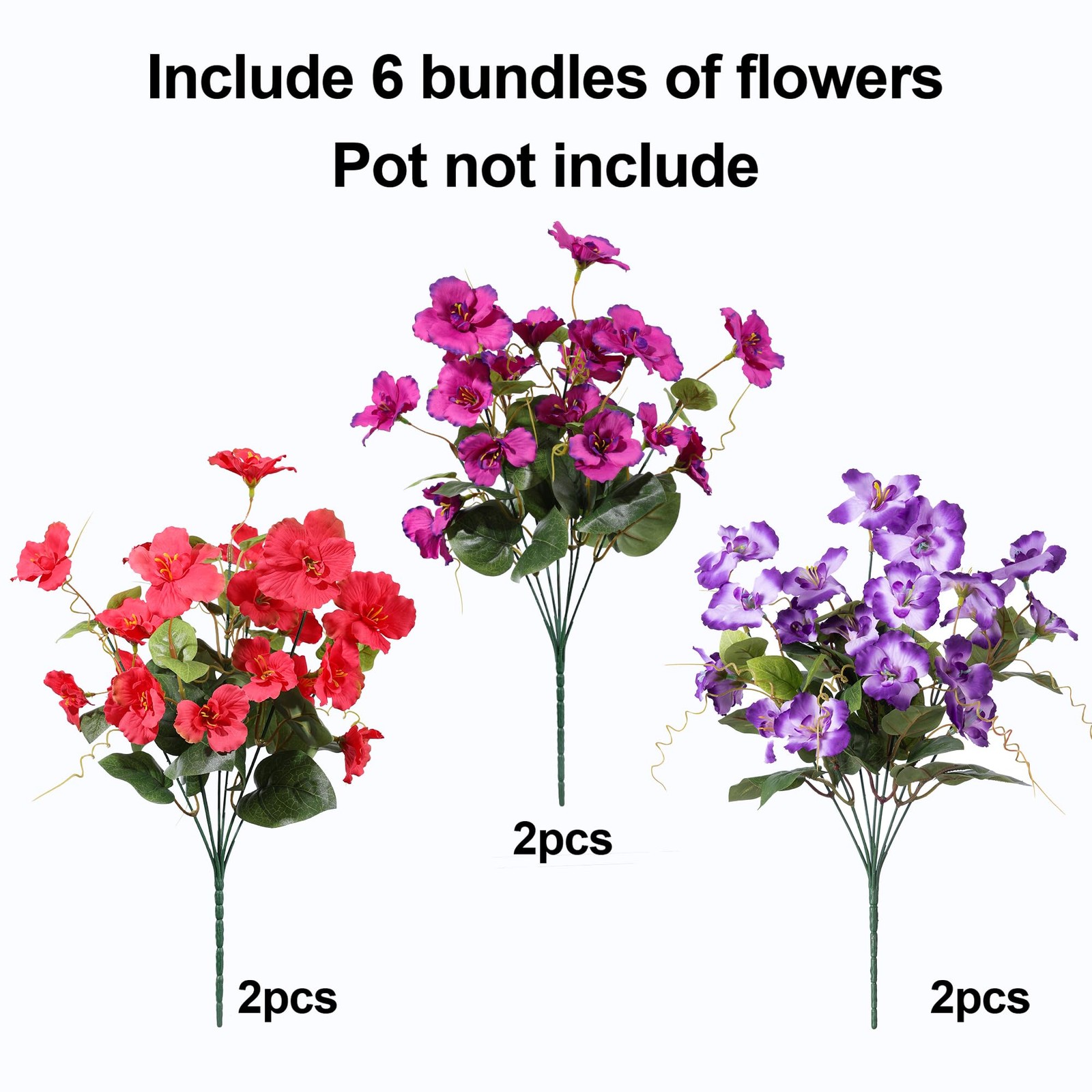 Hibiscus Artificial Flowers Plants for Outdoors Summer Decoration, 6 Bundles …