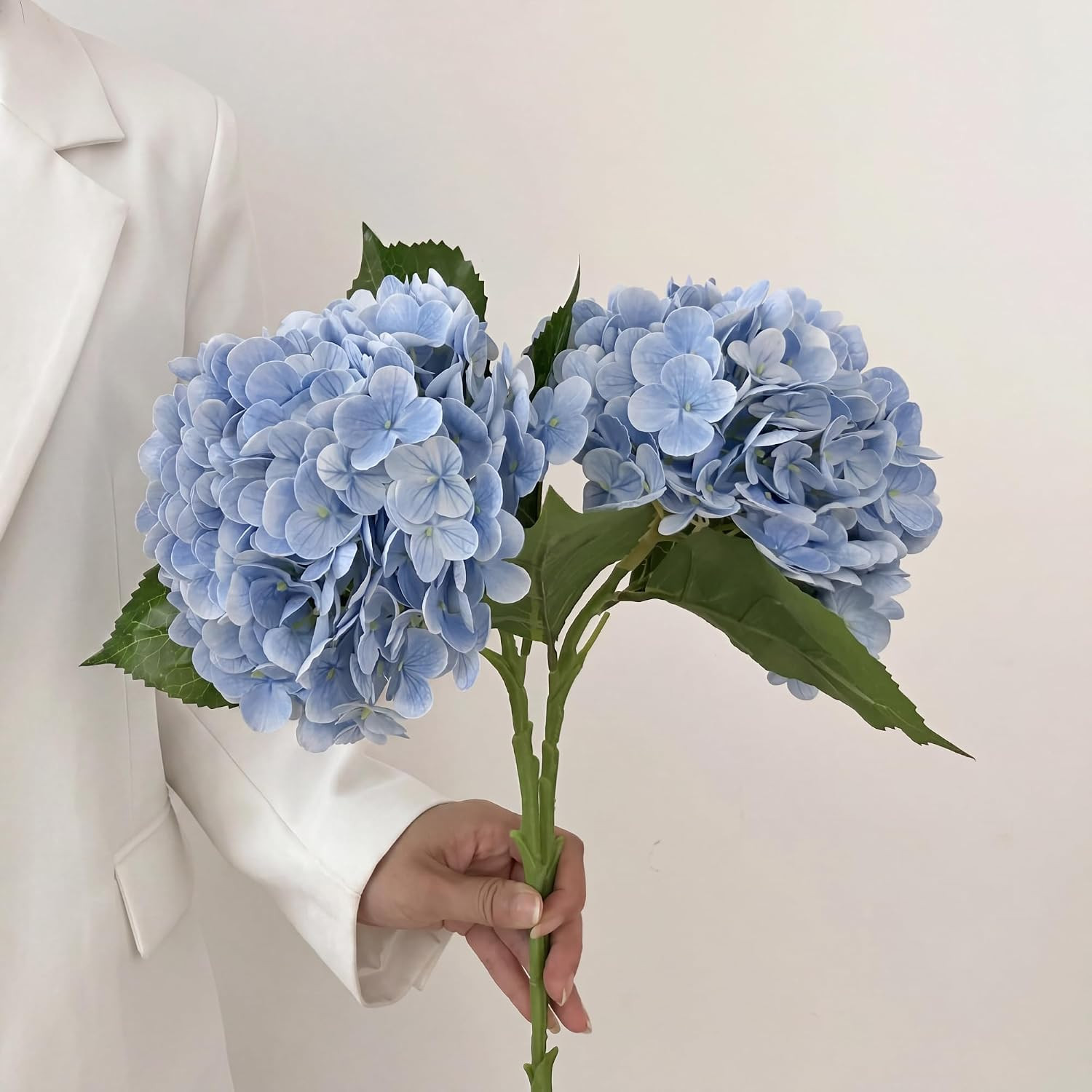 3 Pcs Artificial Hydrangea Flowers, 21″ Latex Real Touch Hydrangeas Large