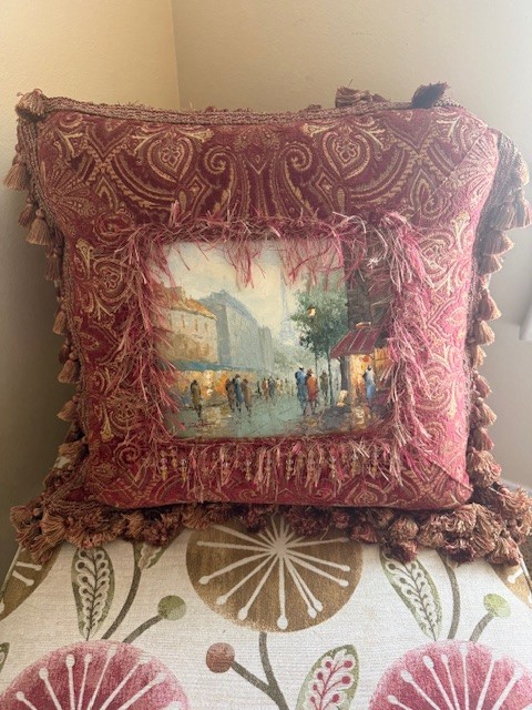 vintage decorative pillow art painting