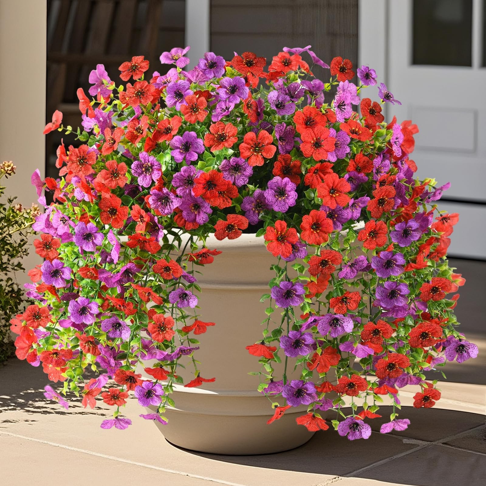 2Pcs Artificial Fake Hanging Flowers for Outdoors UV Resistant Artificial Pla…