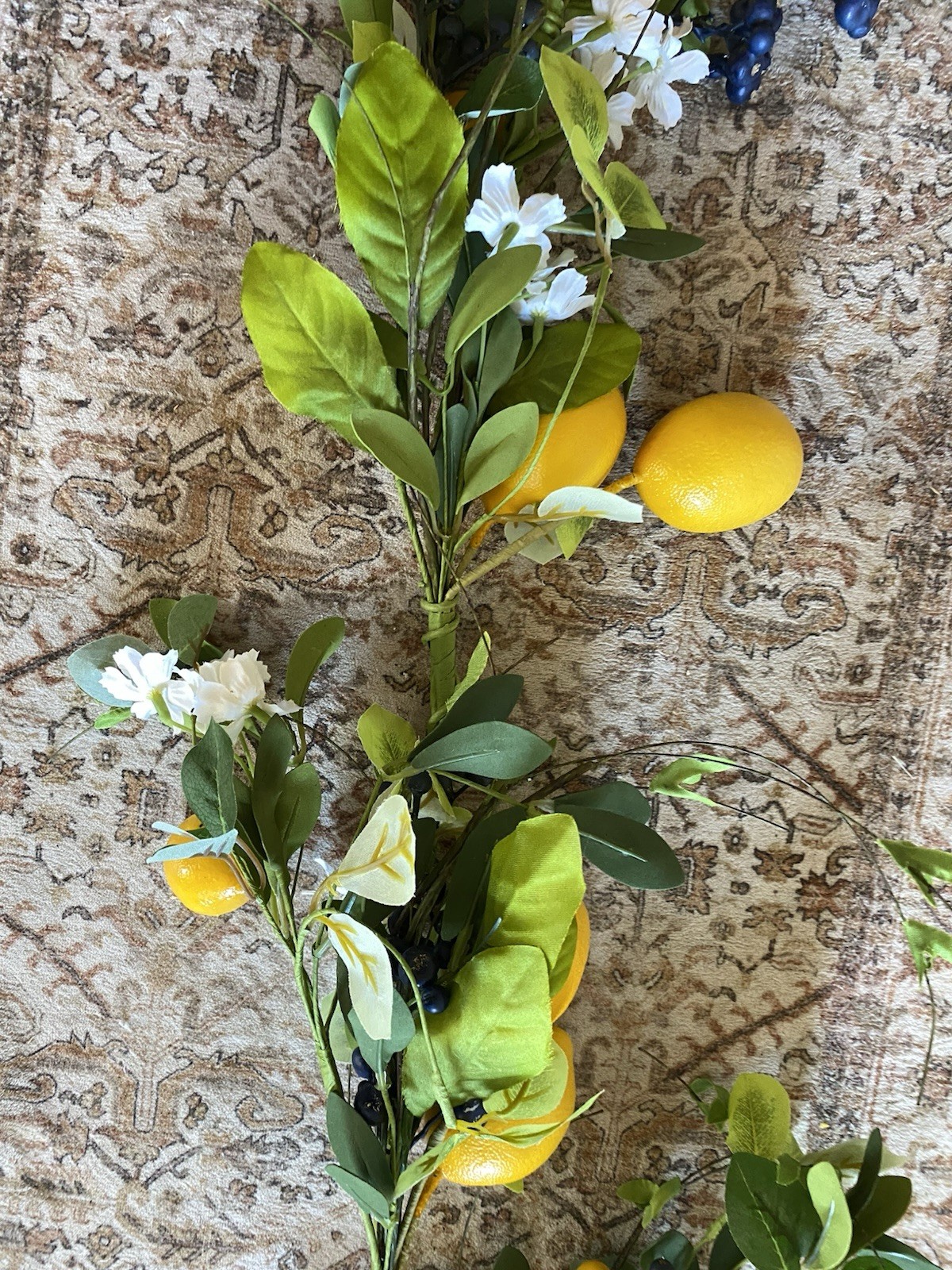 NWT Artificial Flowering Lemon/Blueberry Spring 50in Garland Greenery Decor