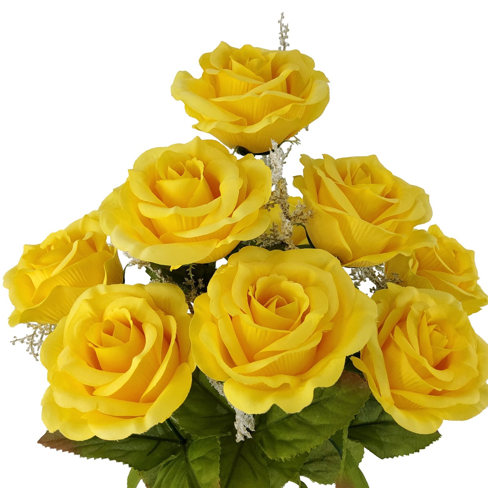 2 pack 17.5 inch Artificial Flower Rose Bush Yellow Color Indoor Use
