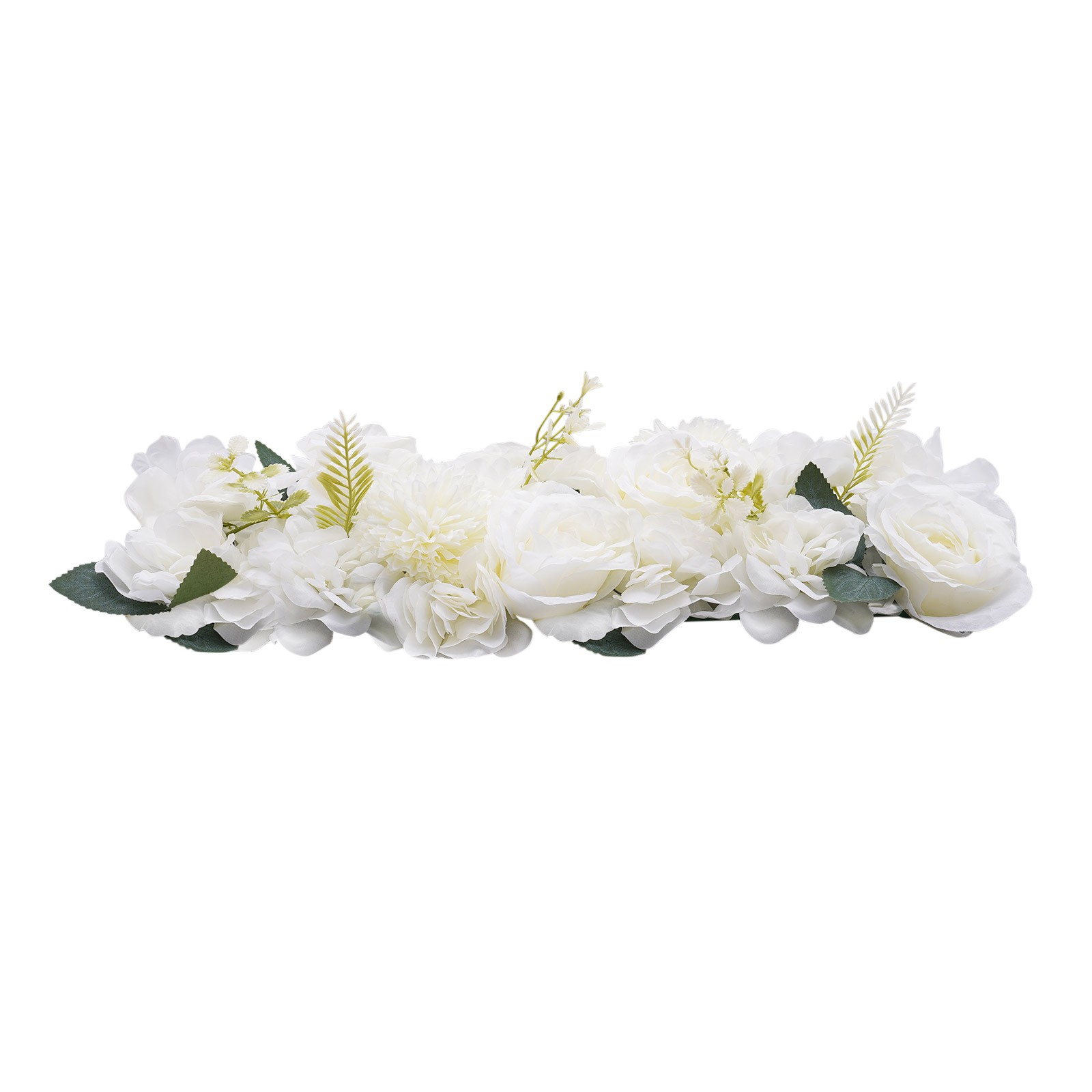 10Pcs White Artificial Rose Flower Table Runner Sweetheart Table Reception Decor