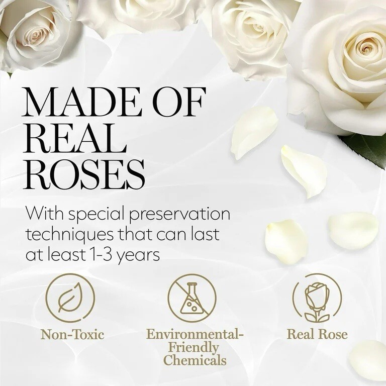 7-Piece Forever Flowers Heart Box – Preserved Roses, Lasts 1 Year, Gift for Mom