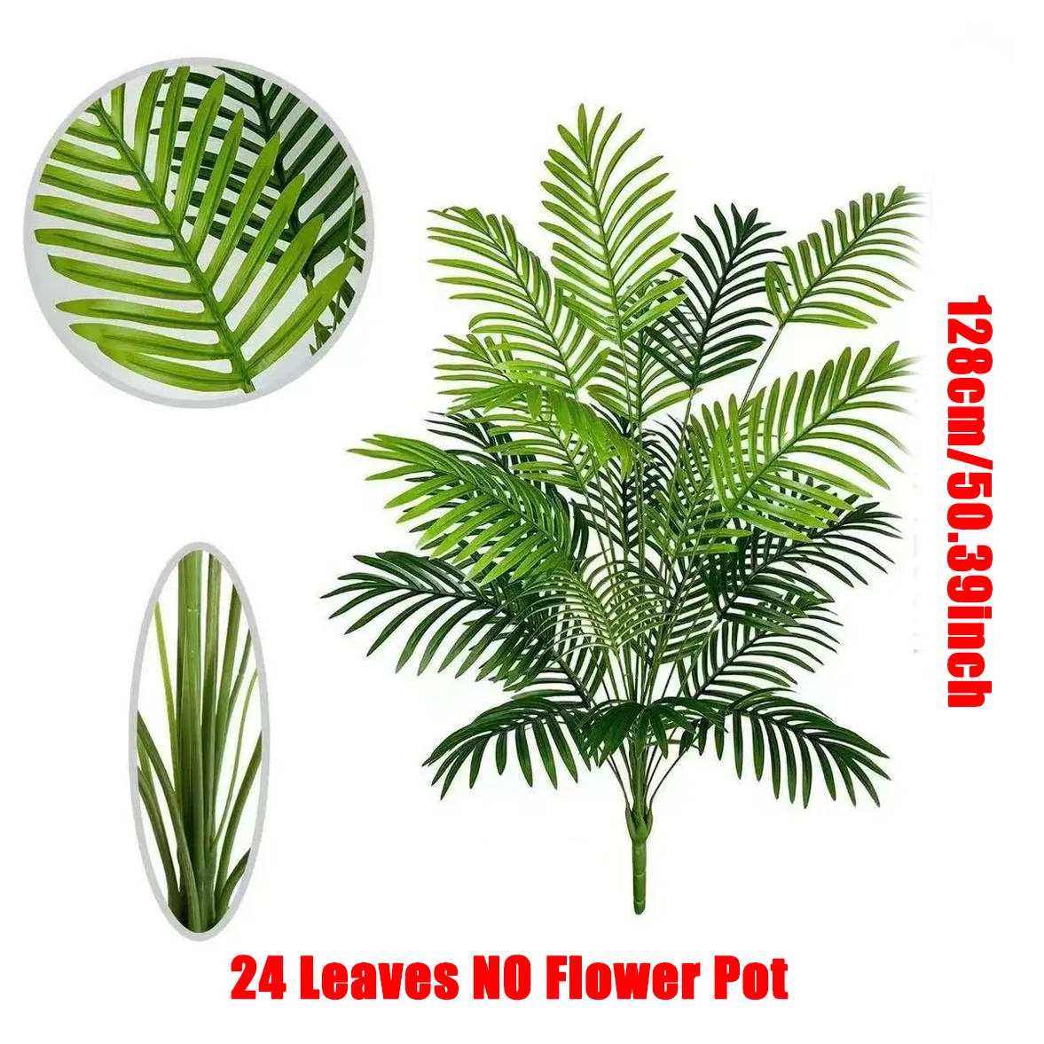 Durable 65-128cm Large Artificial Palm Tree Tropical Green Leaves Fake Plant