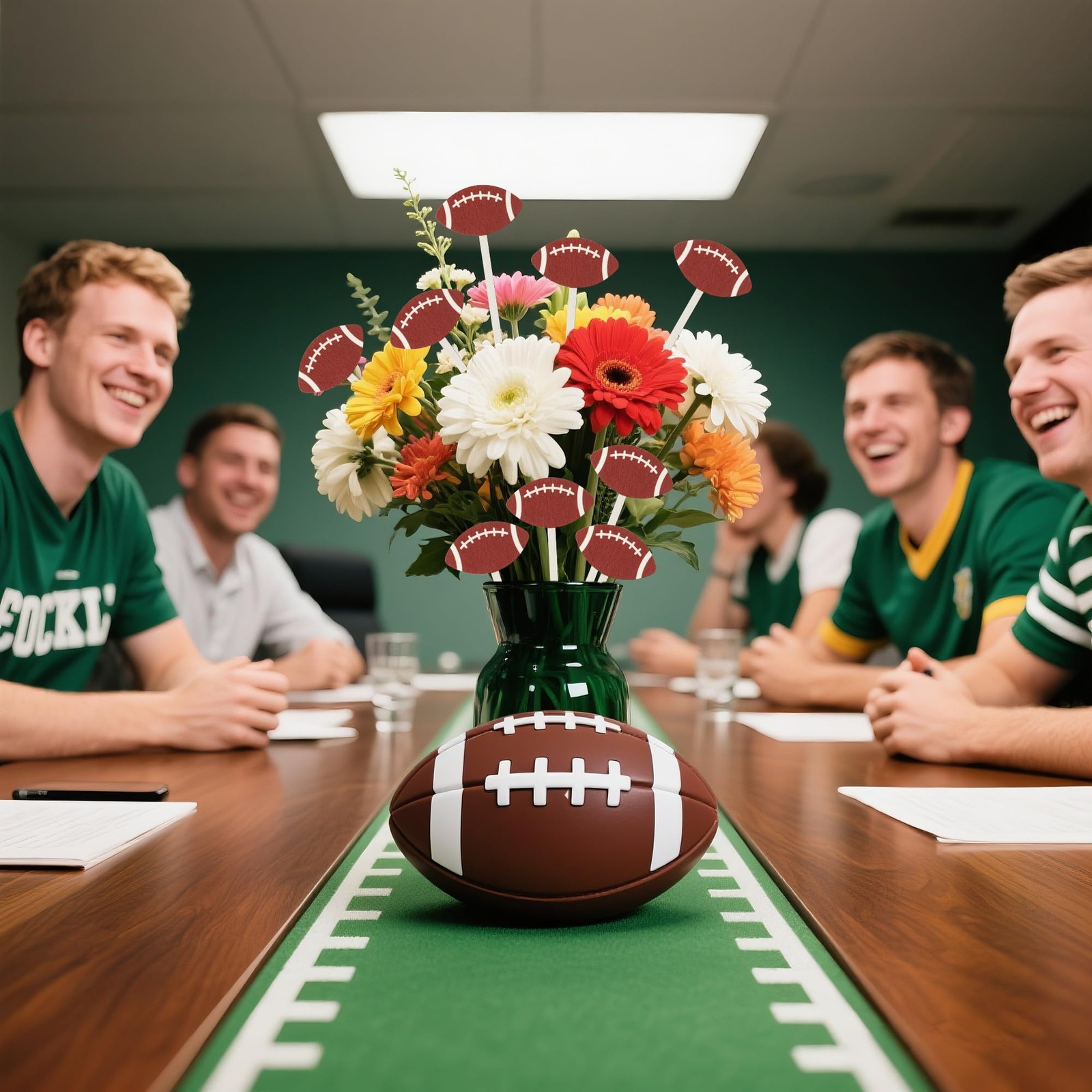Football Floral Wooden Picks 14 PCS Double-Sided Flower Decorative Vase Sport