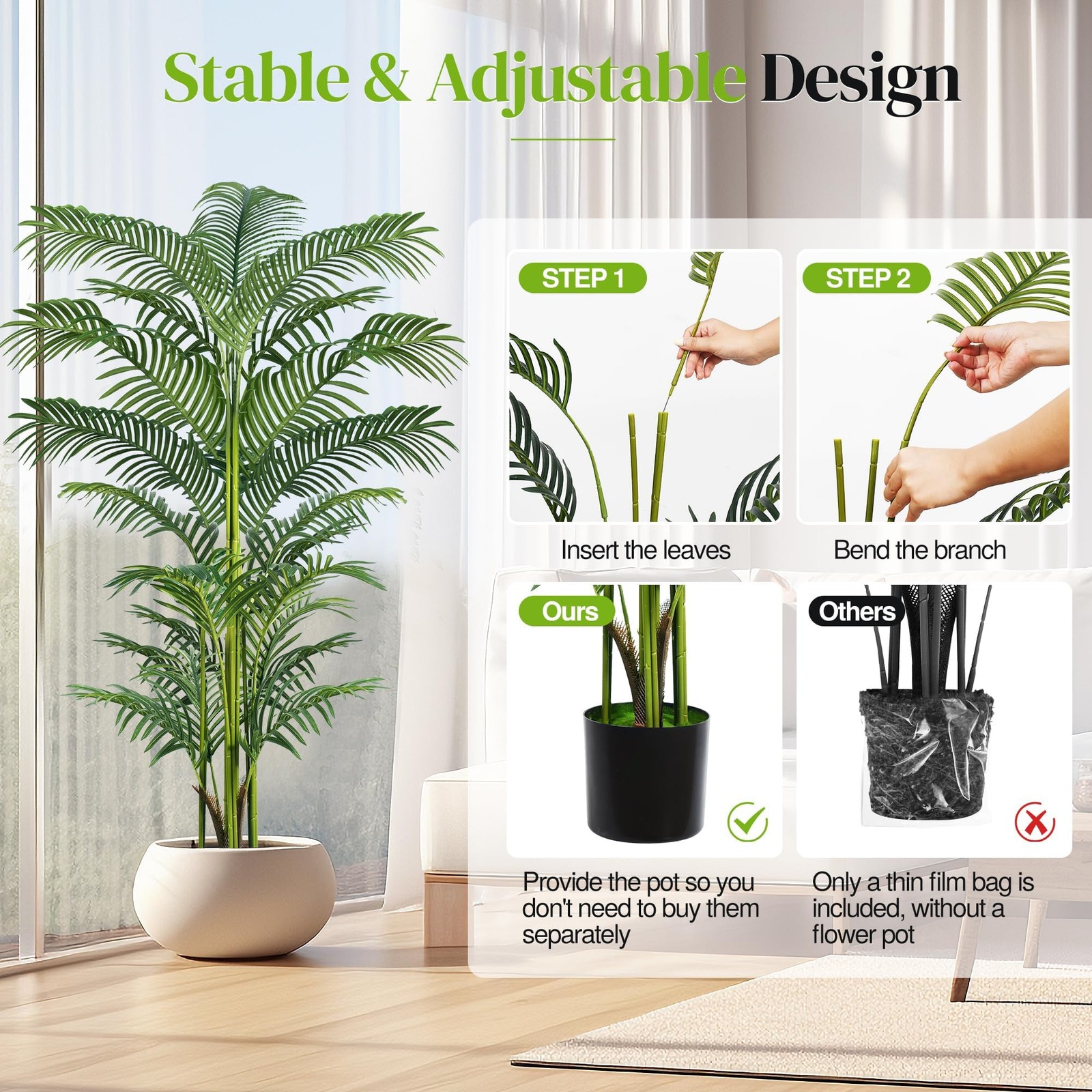 Artificial Palm Tree 6FT, Suntee Faux Plants Indoor and Outdoor 2 Pack, Tall …