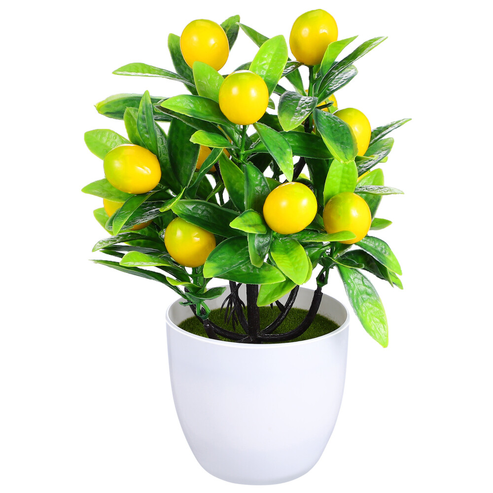 Potted Faux Tree Artificial Lemon Plant Practical Fake Plant Desktop Greenery