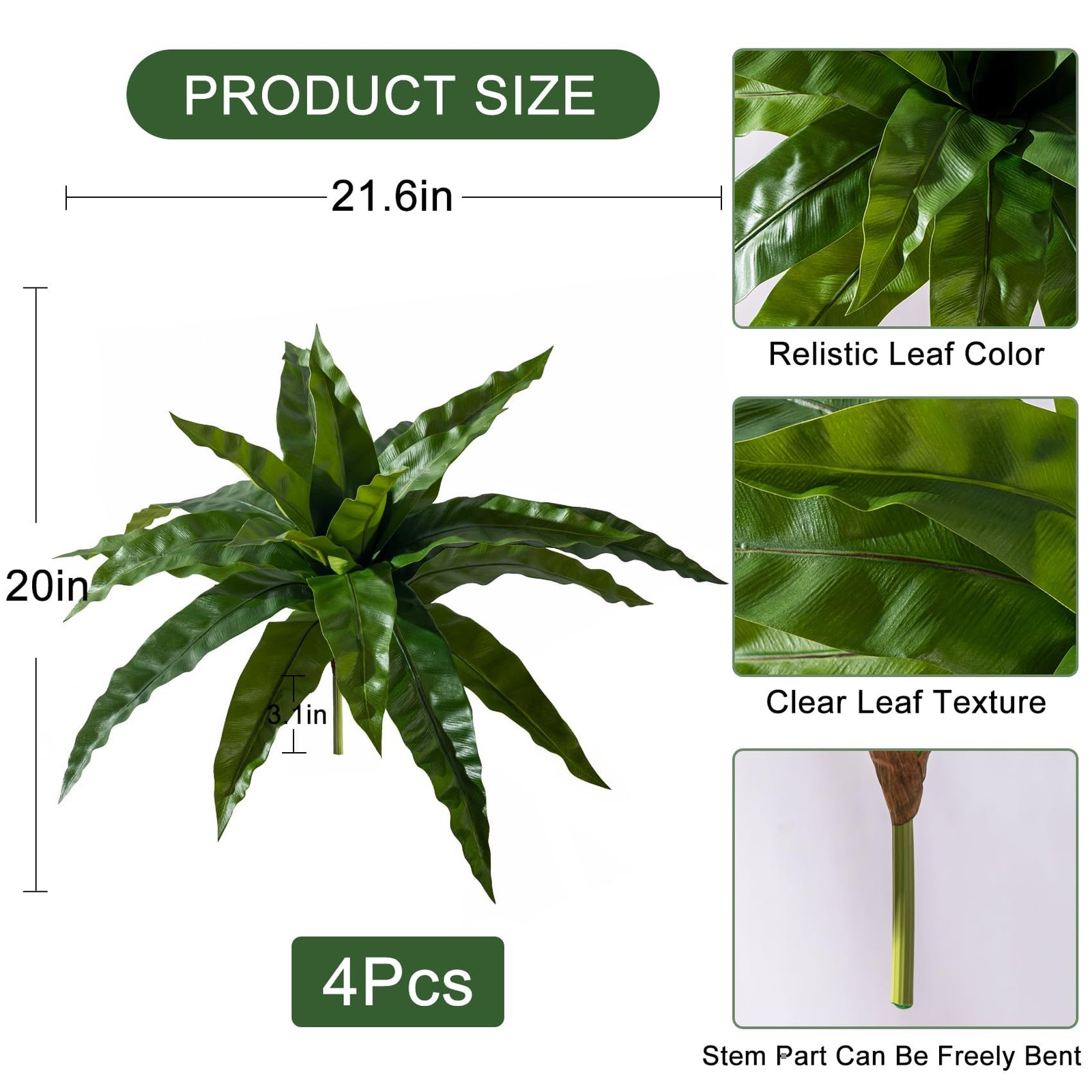 4 Pcs Artificial Greenery Stems Fake Bird Nest Fern Faux Branches Artificial …