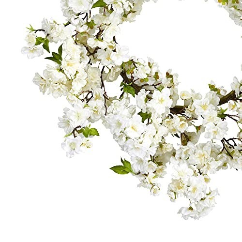 24in Artificial Cherry Blossom Wreath – Beautiful Home Decor for Spring & Summer