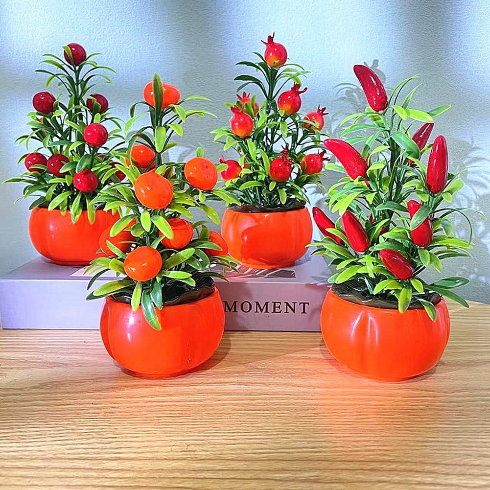 Small Artificial Lucky Fruit Tree Decoration for Shelf Table For Home Use