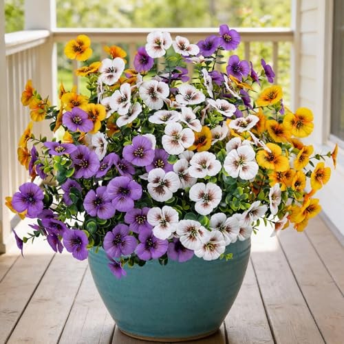 17 Inch Artificial Faux Pansy Flowers for Light Purple,dark Yellow,white