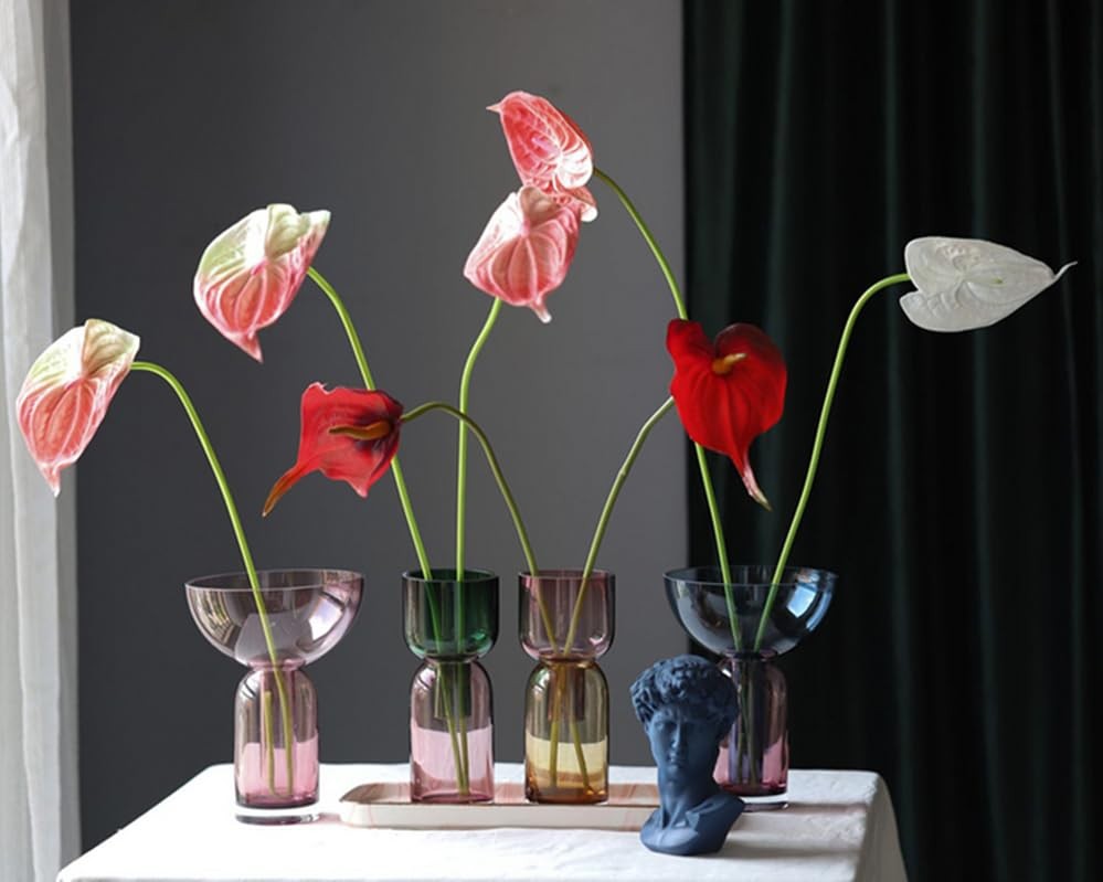 8pcs 13inch Pink Artificial Anthurium Lily Flowers Permanent for Home Decor B…