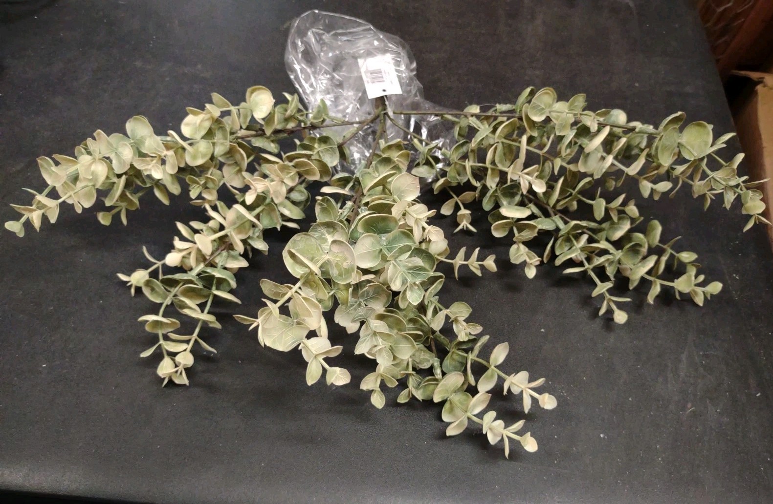 Plastic Spiral Eucalyptus Bush Variegated White & Sage 6 Branch 13″ Baby Euc