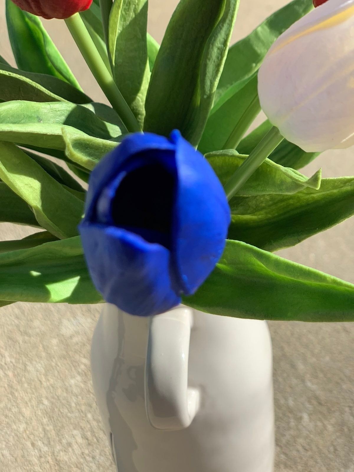 Patriotic Tulips Flowers Floral Faux Fake Red White Blue Lot American Farmhouse