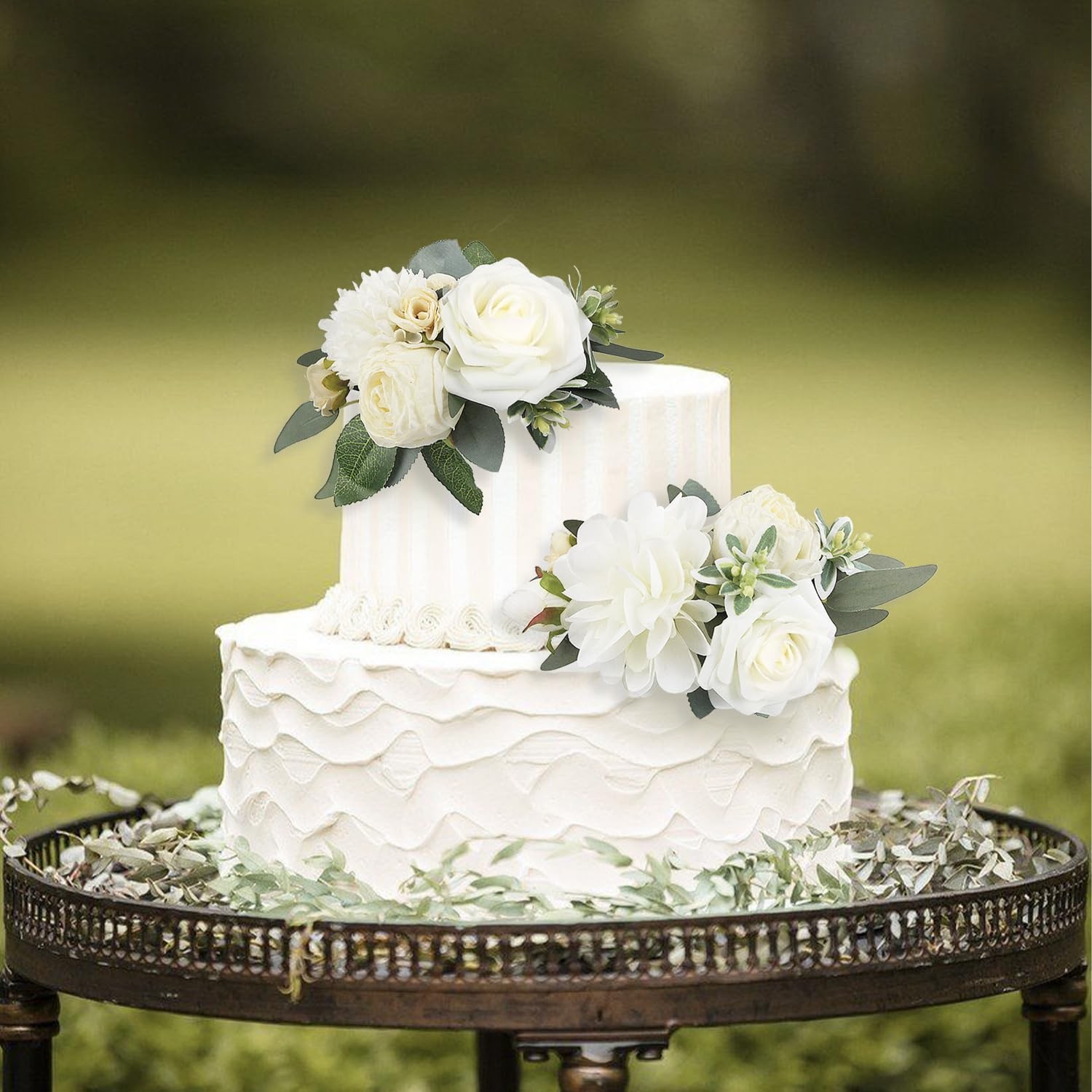 3Pcs Pre-made Cake Flowers Toppers White Green Cake Decorations Wedding Cake …