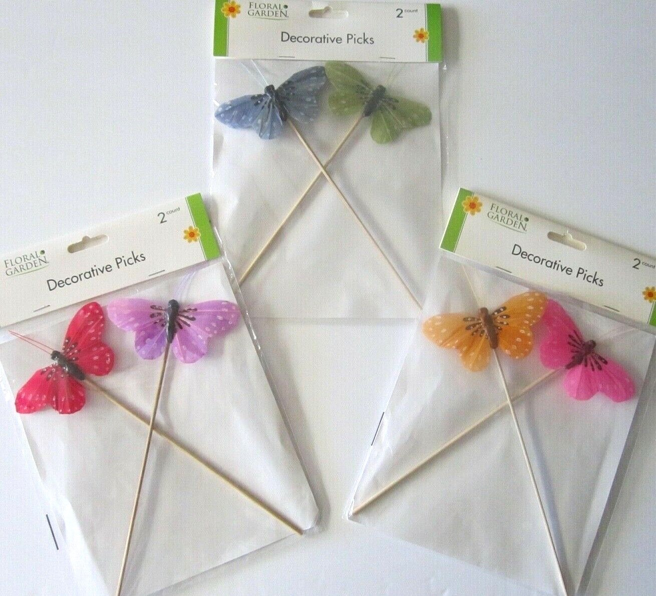 Floral Garden Various Bright Colors Butterflies 6 Wooden 8″ x 4″ Pics Pkg New!