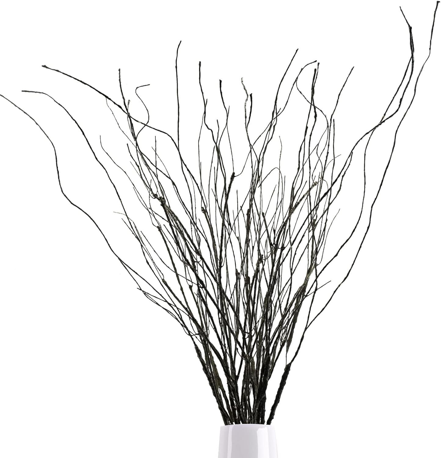 Artificial Curly Willow Branches, Dark Brown, Bendable Stem