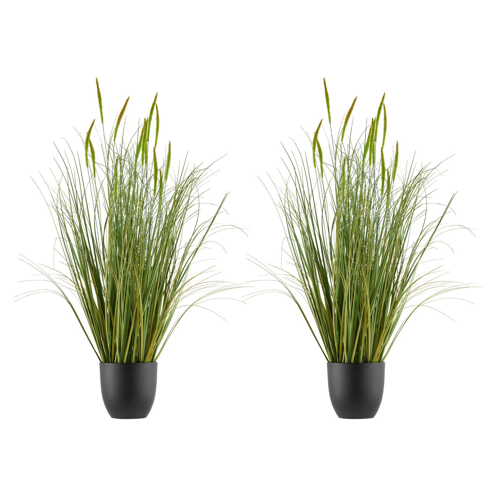 Uimoso Artificial Cattail Grass in Pot, 35-Inch, 2-Pack, Green Decorative Plants