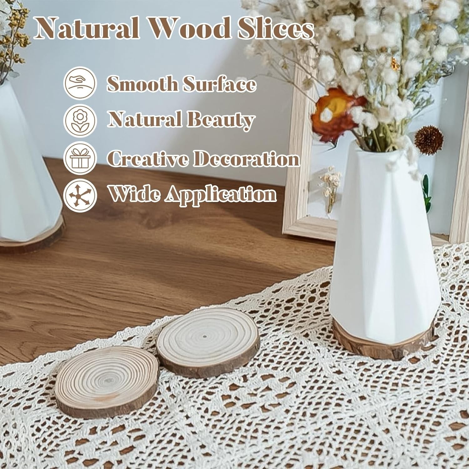 20PCS Unfinished Natural Wood Slices 2.7-3.1 Inches with Holes for DIY Crafts